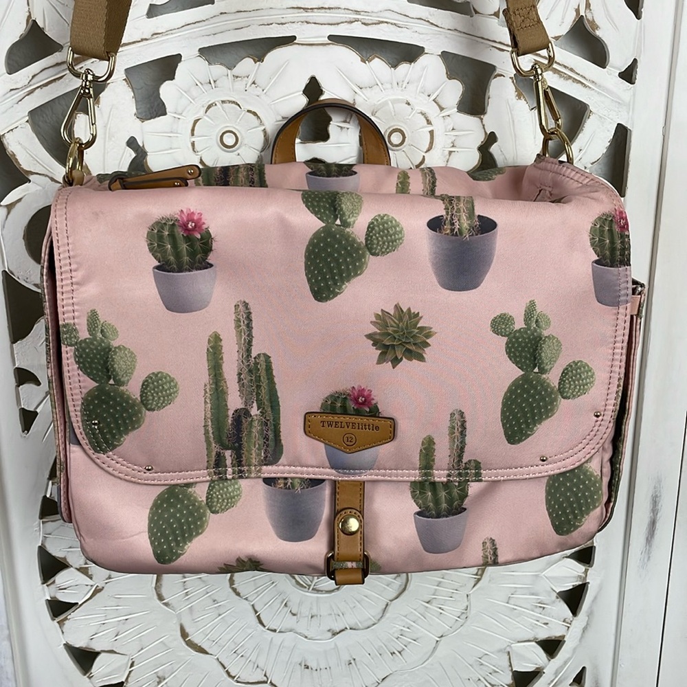 Twelve Little diaper bag blush cactus print